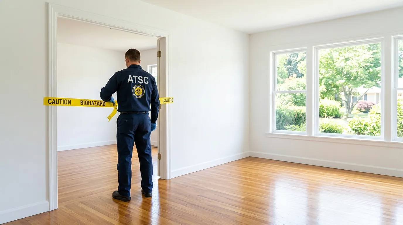 Certified biohazard cleanup crew performing Decomposition Cleanup in Monson